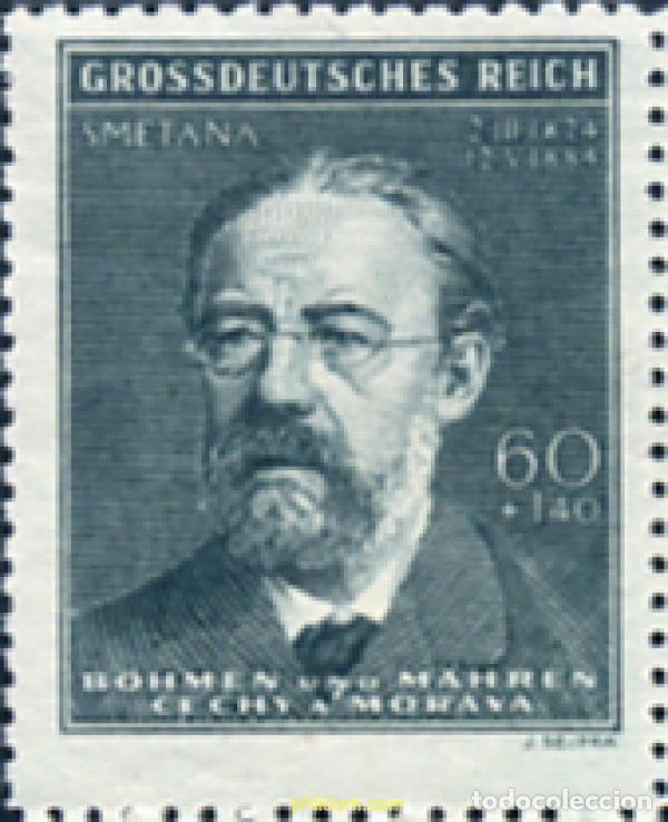Sellos: 788799 MNH BOHEMIA Y MORAVIA 1944 60 ANIVERSARIO DE LA MUERTE DE BEDRICH SMETANA