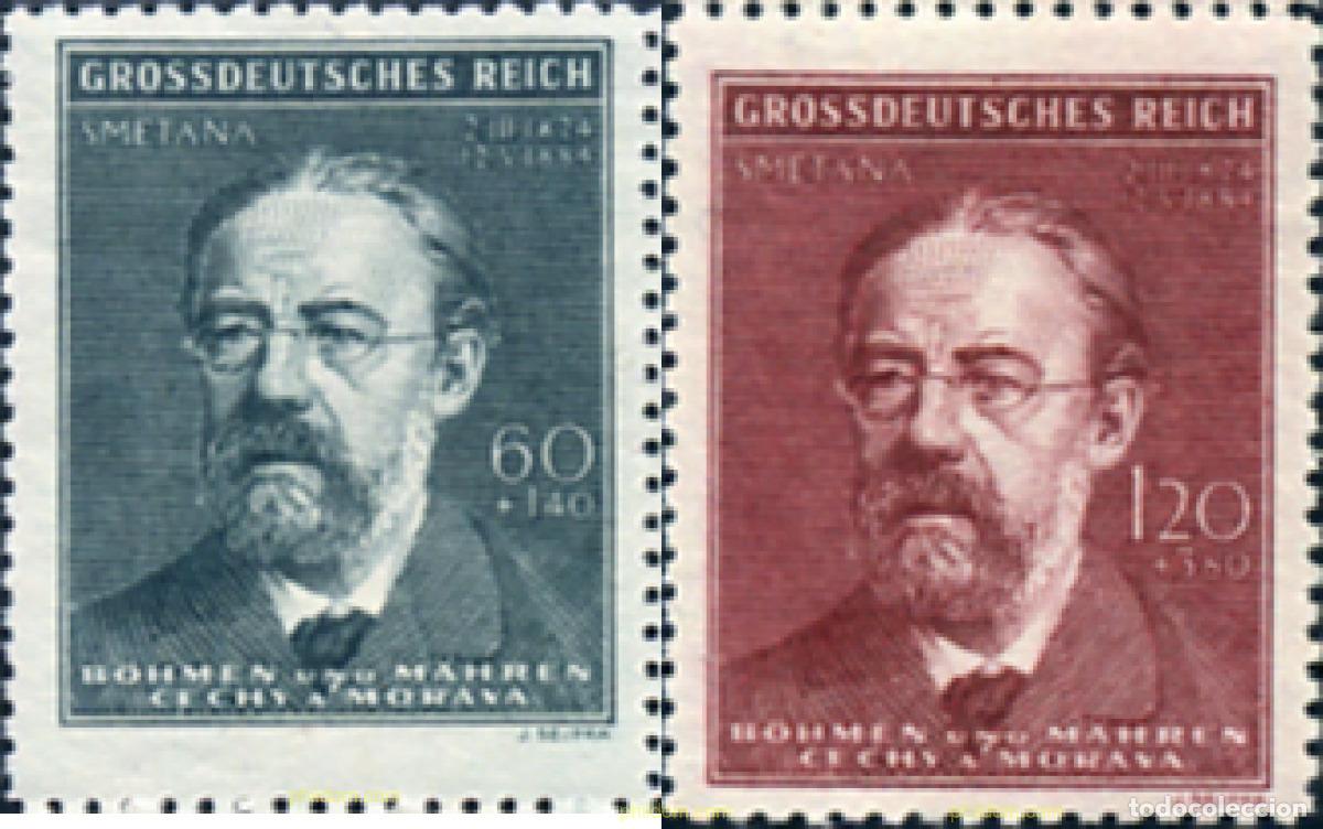 Sellos: 205401 MNH BOHEMIA Y MORAVIA 1944 60 ANIVERSARIO DE LA MUERTE DE BEDRICH SMETANA