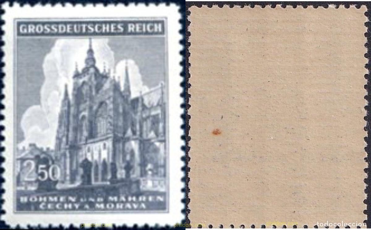 Sellos: 788800 MNH BOHEMIA Y MORAVIA 1944 600 ANIVERSARIO DE LA CATEDRAL DE SAN VITUS DE PRAGA