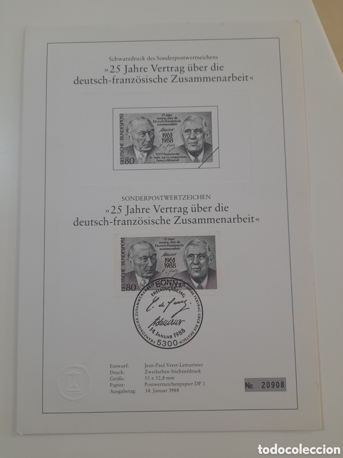 Sellos: Lote de 10 SCHWARZDRUCK 1988 ORIGINALES Berlin Adenaver Mainzer hambacher Precio 170&euro; Precio fijo