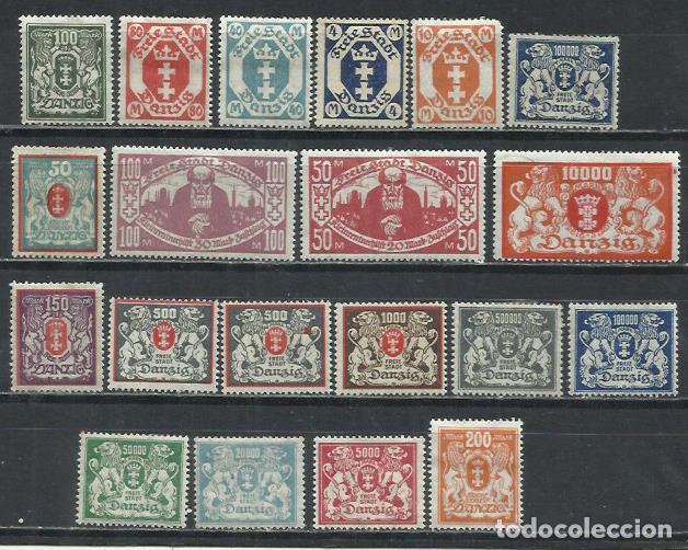 Sellos: 454- DANZIG POLONIA OCUPACION ALEMANA 1920, ESCASOS.