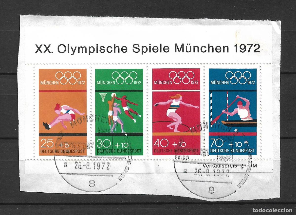 Sellos: alemania 1972 michel hoja bloque 8 usado 6&euro;- 24/6