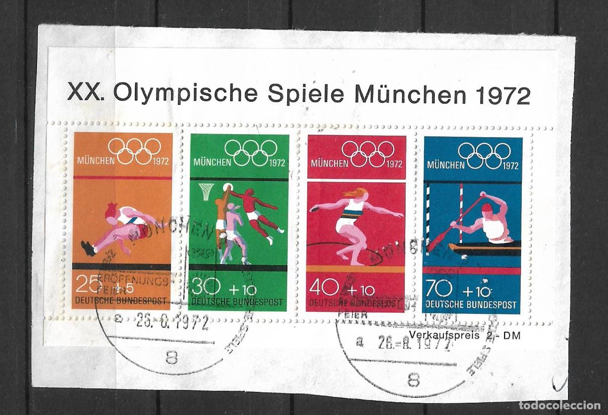 Sellos: alemania 1972 michel hoja bloque 8 usado 6&euro;- 24/6