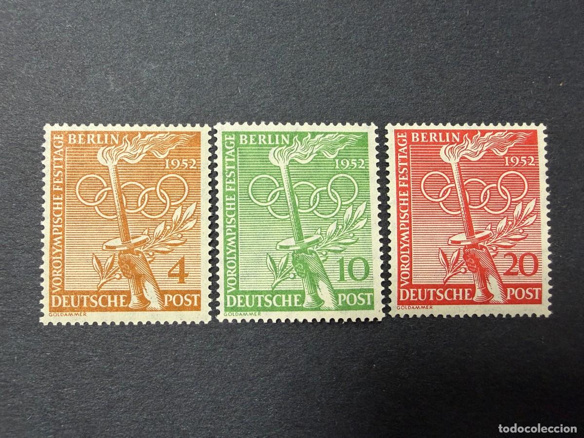Sellos: ALEMANIA-BERL&Iacute;N, 1952. YVERT 74/76. JUEGOS OLIMPICOS DE HELSINKI. NUEVOS. SIN FIJASELLOS