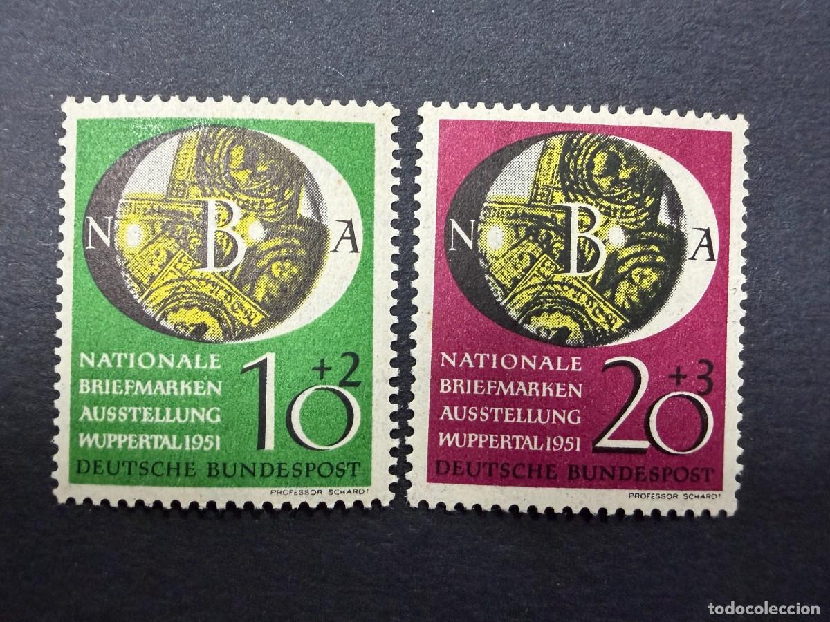 Sellos: ALEMANIA FEDERAL, 1951. YVERT 27/8. EXPOSICION FILATELICA WUPPERTAL. NUEVOS. CON FIJASELLOS