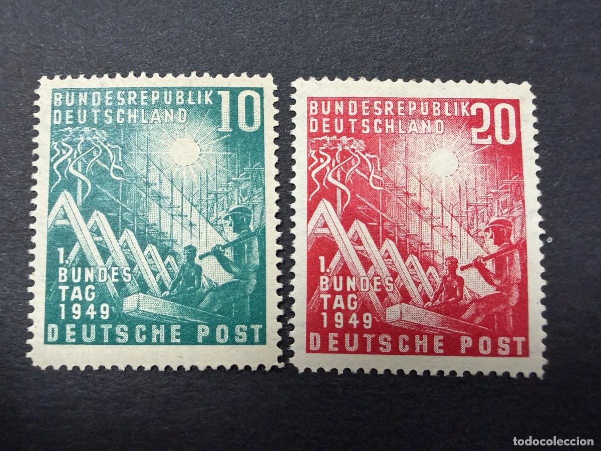 Sellos: ALEMANIA FEDERAL, 1949. YVERT 1/2. APERTURA PARLAMENTO ALEMAN. NUEVOS. CON FIJASELLOS