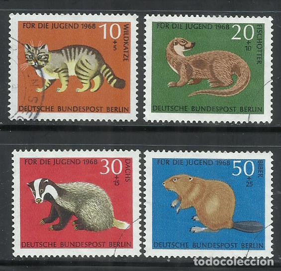 Sellos: 9305H-ALEMANIA BERLIN 1968 SERIE COMPLETA FAUNA 291/294 PARA LA JUVENTUD SOBRE TASAS 5,50&euro;