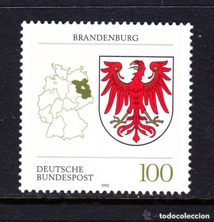 Sellos: Alemania Federal 1992 Ivert 1452 *** Escudos y Mapas de los Lander (IV) - Brandebourg