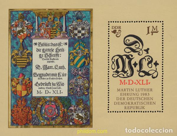 Sellos: 109449 MNH ALEMANIA DEMOCRATICA 1983 500 ANIVERSARIO DEL NACIMIENTO DEL TEOLOGO MARTIN LUTHER