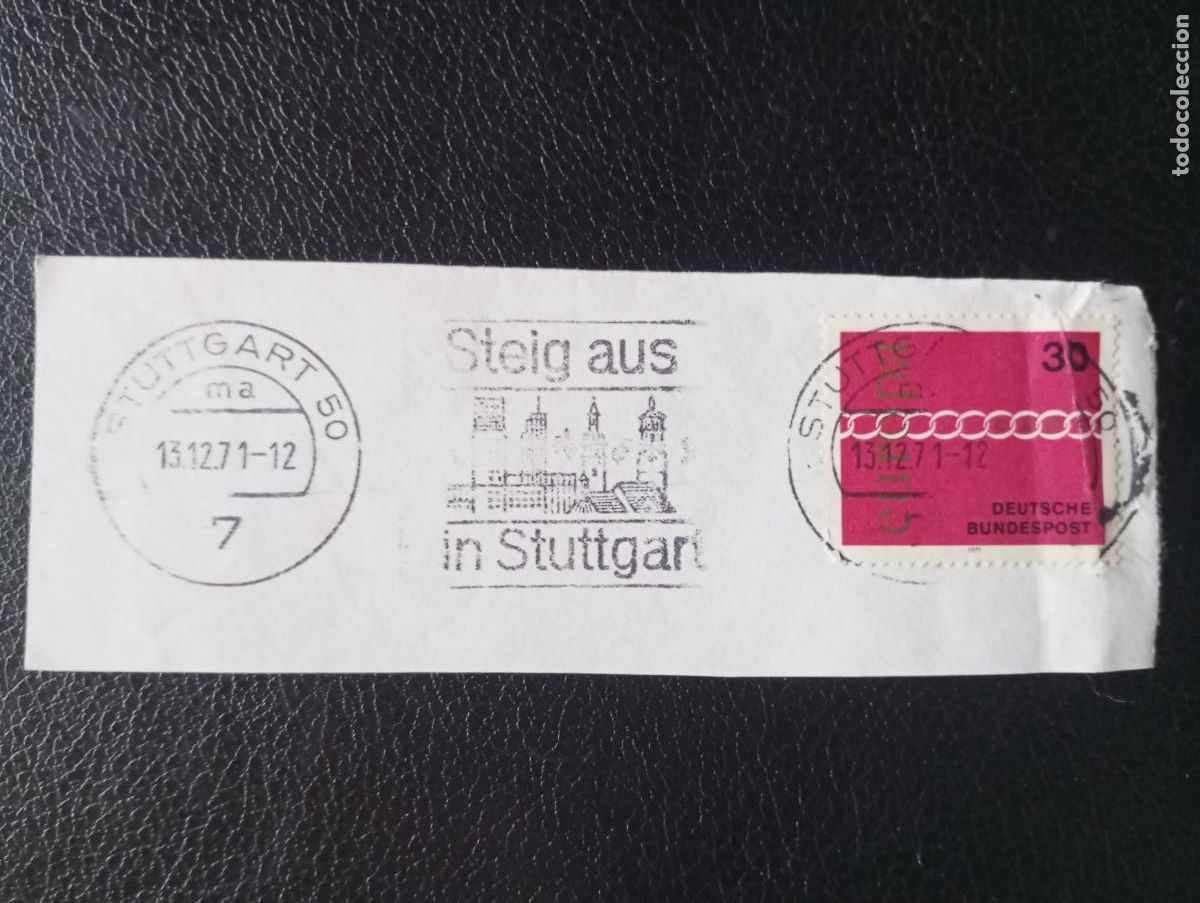 Sellos: ALEMANIA, 1971, STUTTGART , MATASELLOS ESPECIAL, SALIR POR STUTTGART