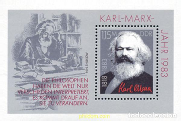 Sellos: 109436 MNH ALEMANIA DEMOCRATICA 1983 CENTENARIO DE LA MUERTE DE KARL MARX