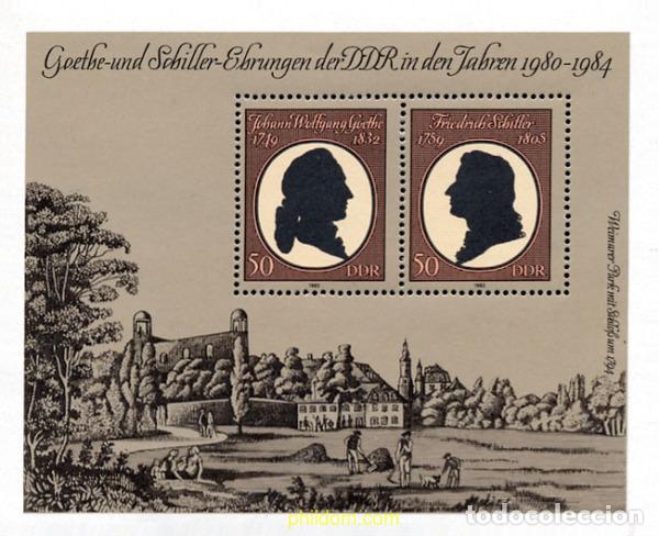 Sellos: 109428 MNH ALEMANIA DEMOCRATICA 1982 HOMENAJE A JOHANN WOLFGANG VON GOETHE Y FRIEDRICH SCHILLER
