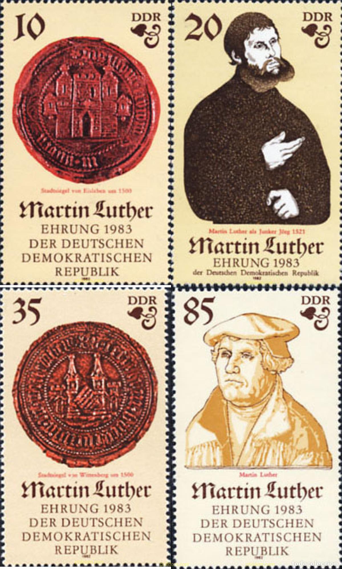 Sellos: 144862 MNH ALEMANIA DEMOCRATICA 1982 500 ANIVERSARIO DEL NACIMIENTO DEL TEOLOGO MARTIN LUTHER