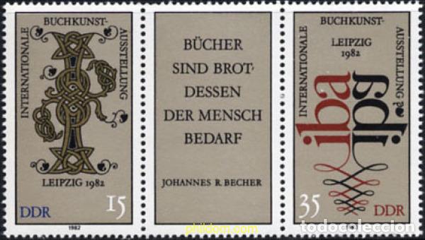 Sellos: 158125 MNH ALEMANIA DEMOCRATICA 1982 EXPOSICION INTERNACIONAL DEL ARTE DEL LIBRO DE LEIPZIG