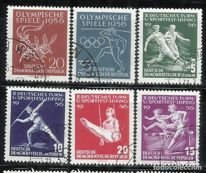 Sellos: 0155-ALEMANIA DEMOCR&Aacute;TICA DDR 2 SERIES COMPLETAS 1956 N&ordm;254/57+267/268 deportes OLIMPIADAS.