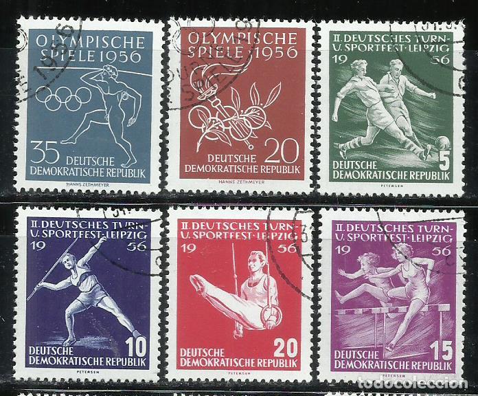 Sellos: 0158-ALEMANIA DEMOCR&Aacute;TICA DDR 2 SERIES COMPLETAS 1956 N&ordm;254/57+267/268 deportes OLIMPIADAS.