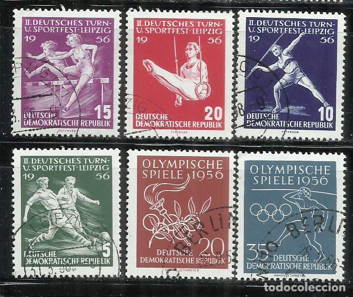 Sellos: 0159-ALEMANIA DEMOCR&Aacute;TICA DDR 2 SERIES COMPLETAS 1956 N&ordm;254/57+267/268 deportes OLIMPIADAS.