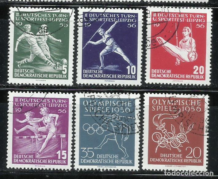 Sellos: 0160-ALEMANIA DEMOCR&Aacute;TICA DDR 2 SERIES COMPLETAS 1956 N&ordm;254/57+267/268 deportes OLIMPIADAS.