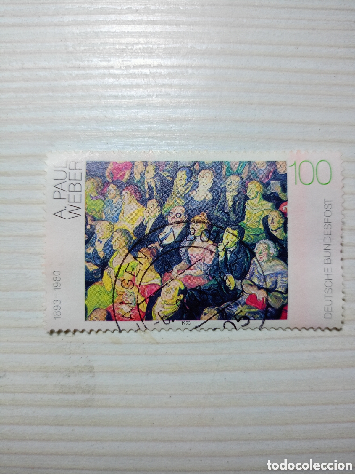 Sellos: sello postal alem&aacute;n de 1993, con un valor de 100 pfennig, conmemora el centenario del nacimiento del