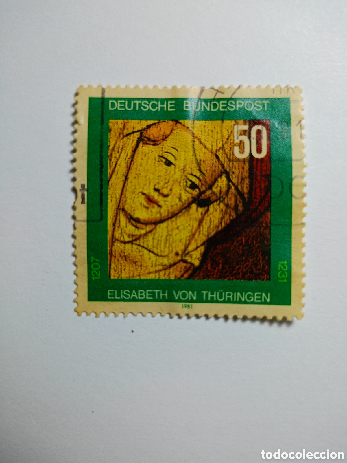 Sellos: sello postal alem&aacute;n de 1981 conmemora el 750&ordm; aniversario de la muerte de Santa Isabel de Turingia