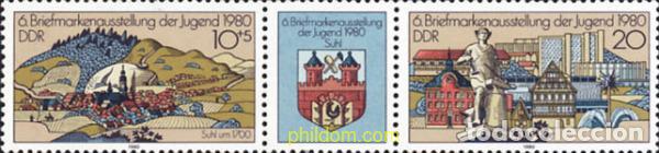 Sellos: 158120 MNH ALEMANIA DEMOCRATICA 1980 EXPOSICION FILATELICA DE LA JUVENTUD DE SUHL