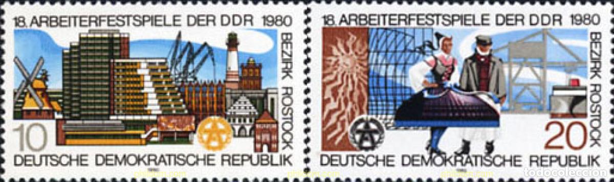 Sellos: 150855 MNH ALEMANIA DEMOCRATICA 1980 18 FESTIVAL DE LOS TRABAJADORES DE ROSTOCK