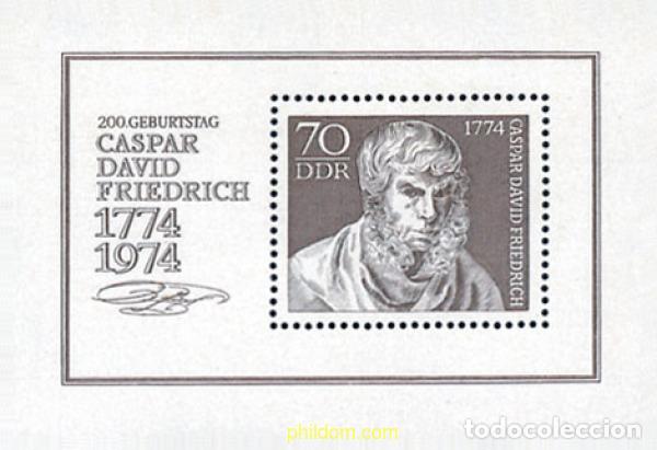 Sellos: 109237 MNH ALEMANIA DEMOCRATICA 1974 BICENTENARIO DEL NACIMIENTO DEL PINTOR CASPAR DAVID FRIEDRICH