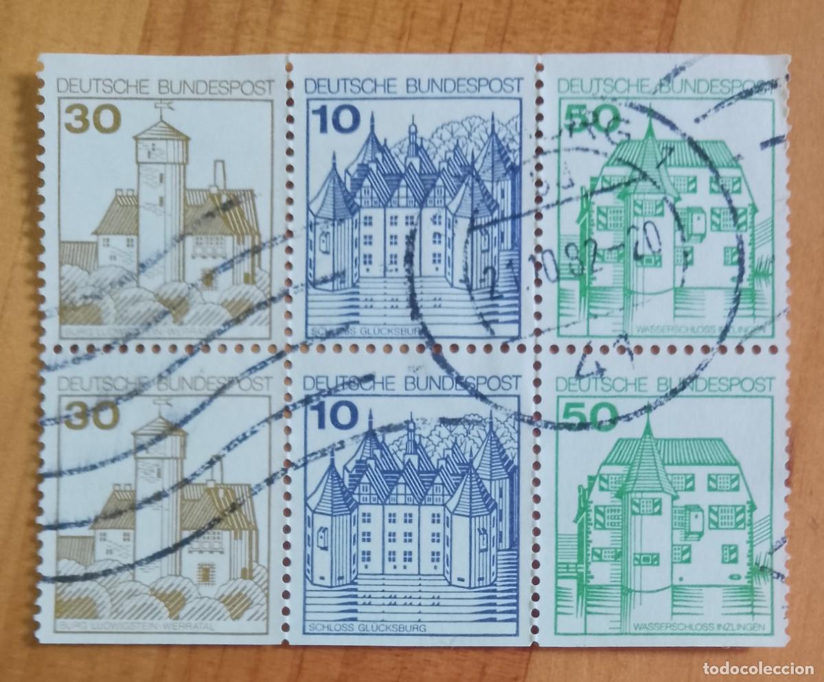 Sellos: ALEMANIA - V/F 30, 10 Y 50 - ARQUITECTURA, EDIFICIOS - TIRA 6 SELLOS - MAT. ID. 21.10.82