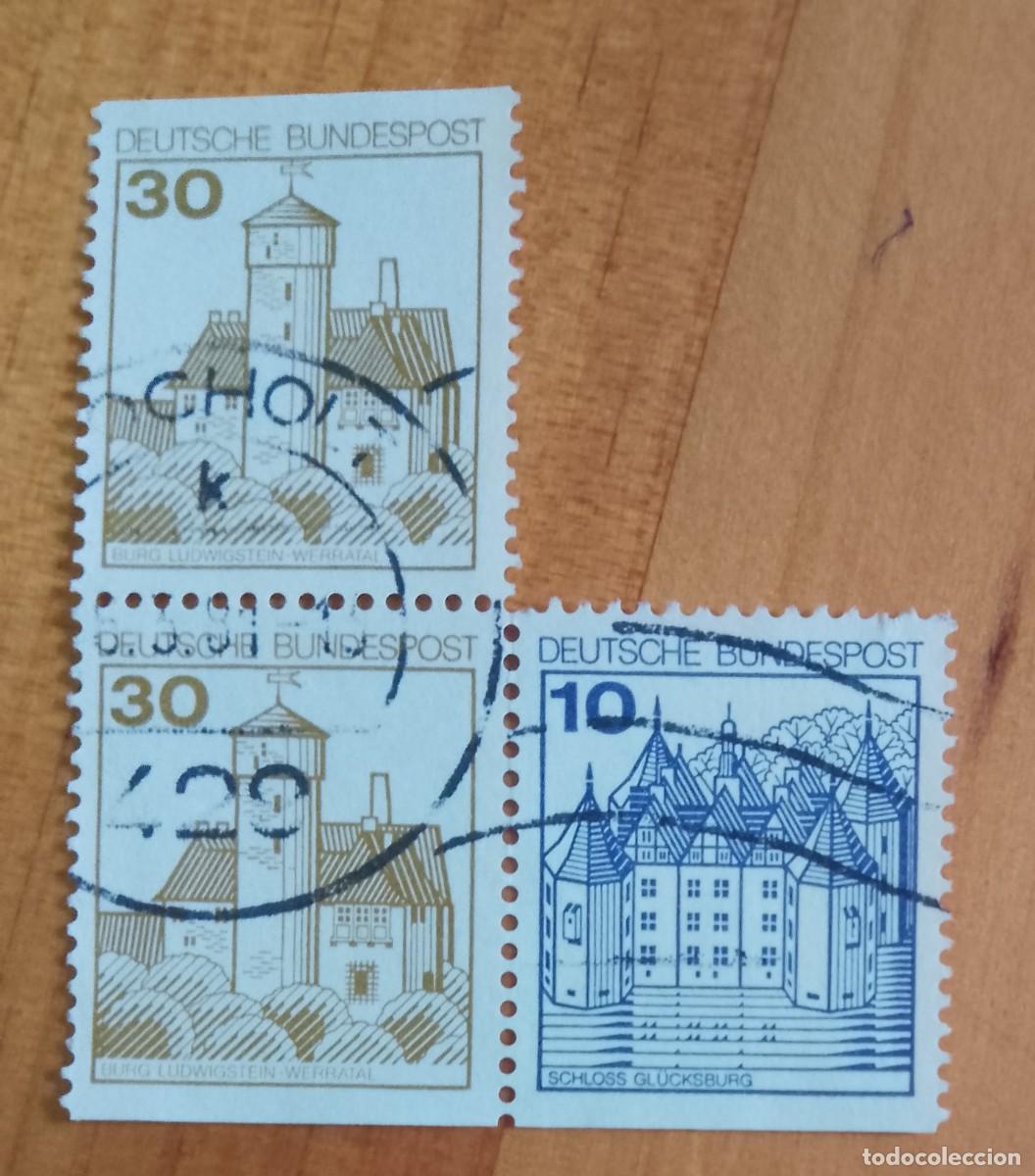 Sellos: ALEMANIA - V/F 30 Y 40 - TIRA 3 SELLOS DIFERENTES - ARQUITECTURA, EDIFICACIONES.