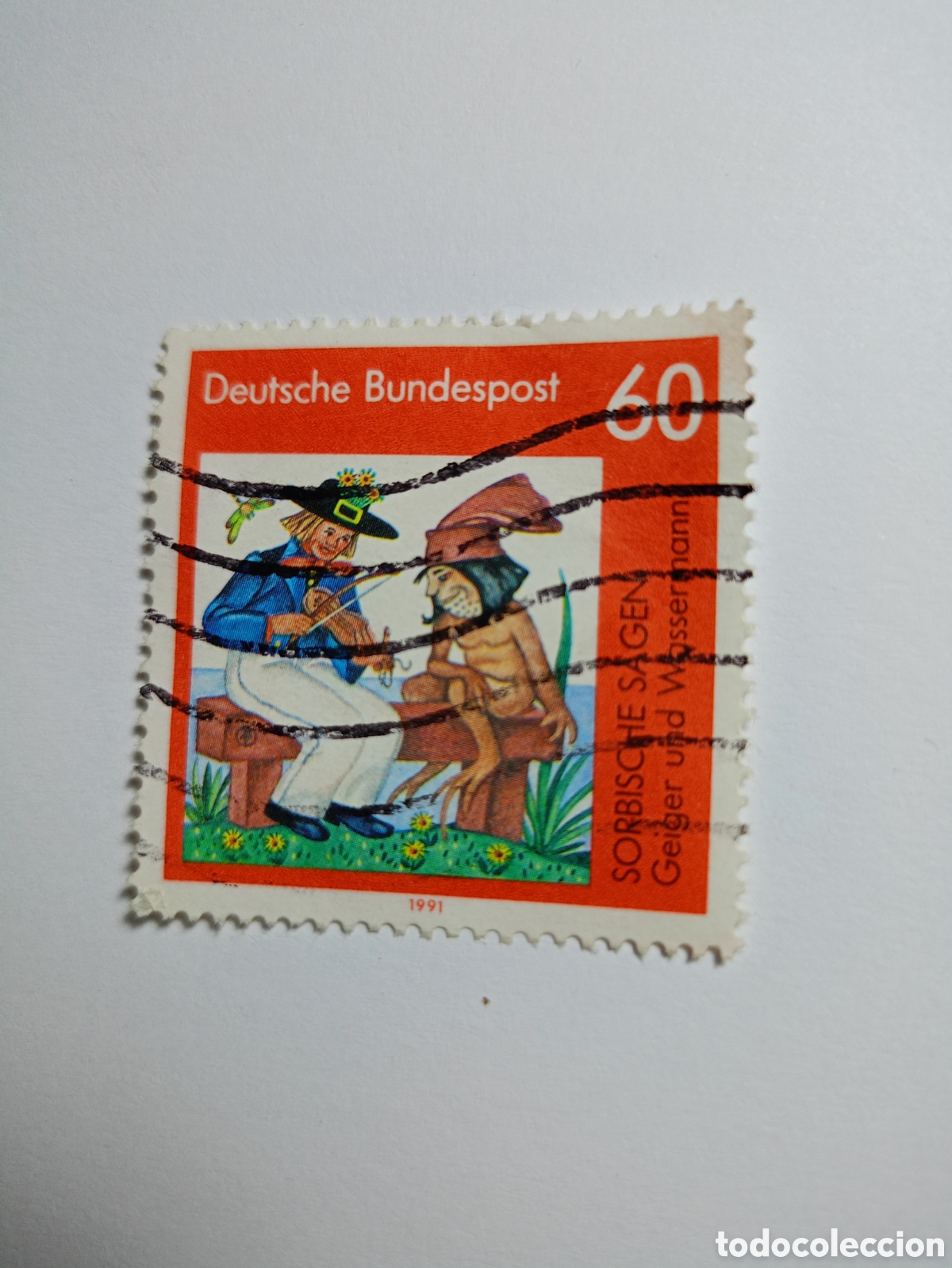 Sellos: 1991 - ALEMANIA - CUENTOS POPULARES - EL VIOLINISTA Y EL HOMBRE DE AGUA - YVERT 1408