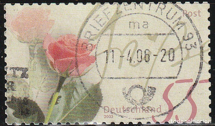 Sellos: Alemania 2003 Scott 2228 Sello &ordm; Flores Rosas Greeting Stamp Michel 2321I Yvert 2146 Germany Stamp