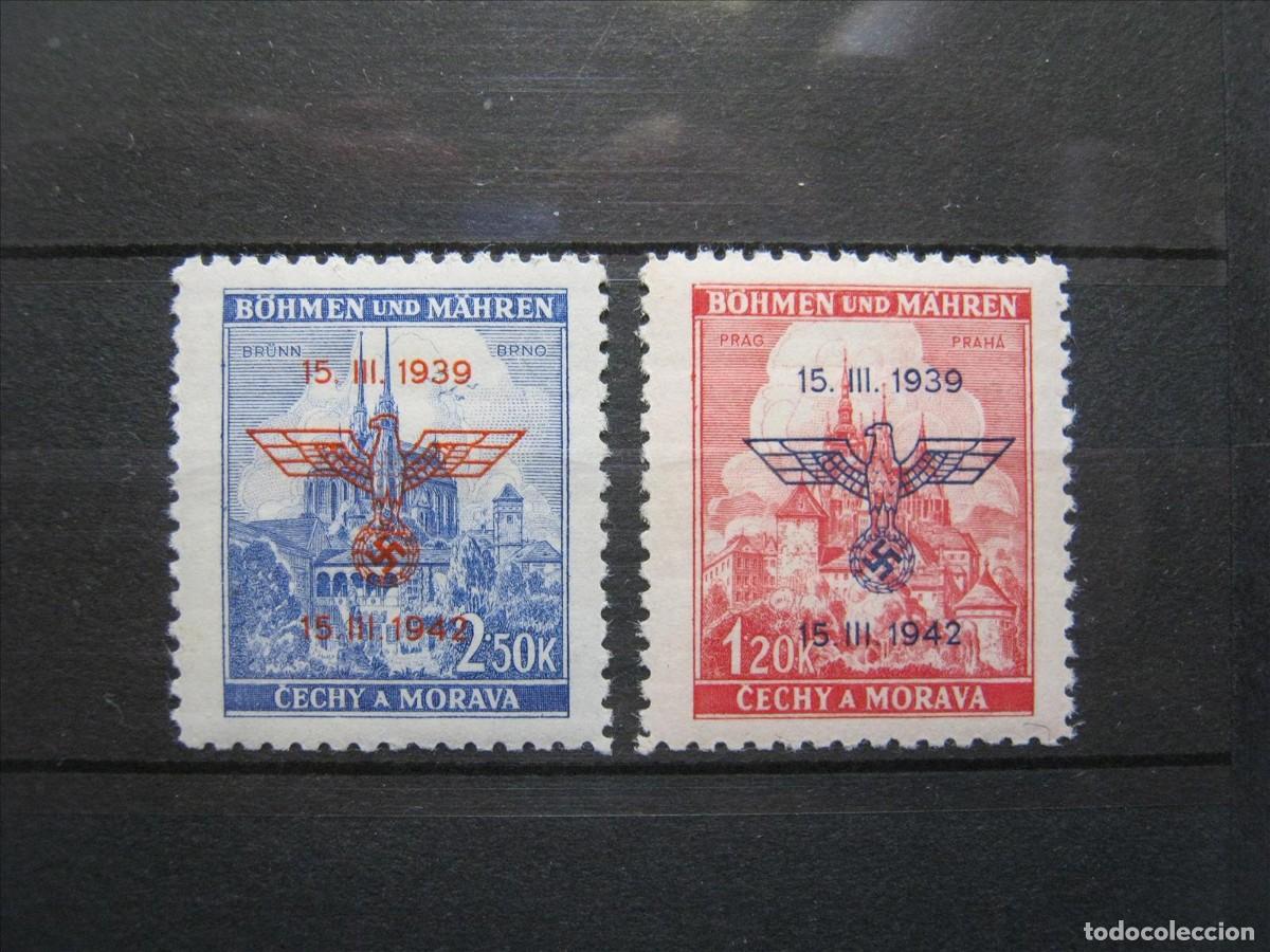 Sellos: ALEMANIA OCUPACI&Oacute;N BOHEMIA Y MORAVIA 1942 SERIE YVERT 76A/76B MNH** SIN CHARNELA LUJO.