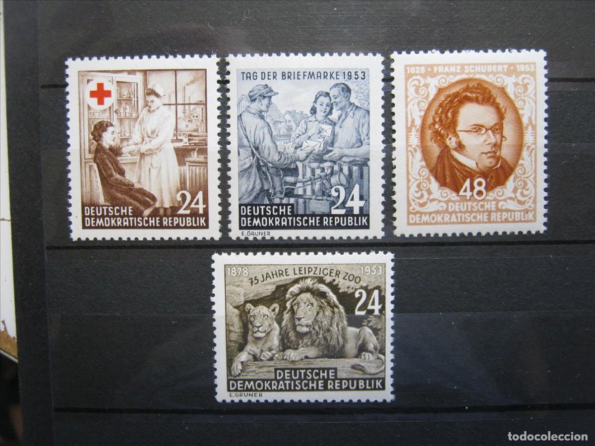 Sellos: DDR ALEMANIA ORIENTAL 1953 SERIES YVERT 136, 137, 138 Y 139 MNH** SIN CHARNELA LUJO.
