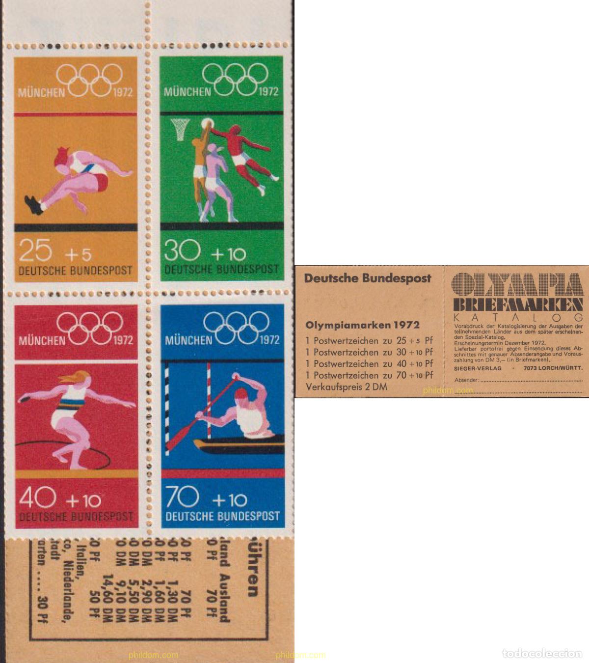 Sellos: 2901 MNH ALEMANIA FEDERAL 1972 20 JUEGOS OLIMPICOS VERANO MUNICH 1972