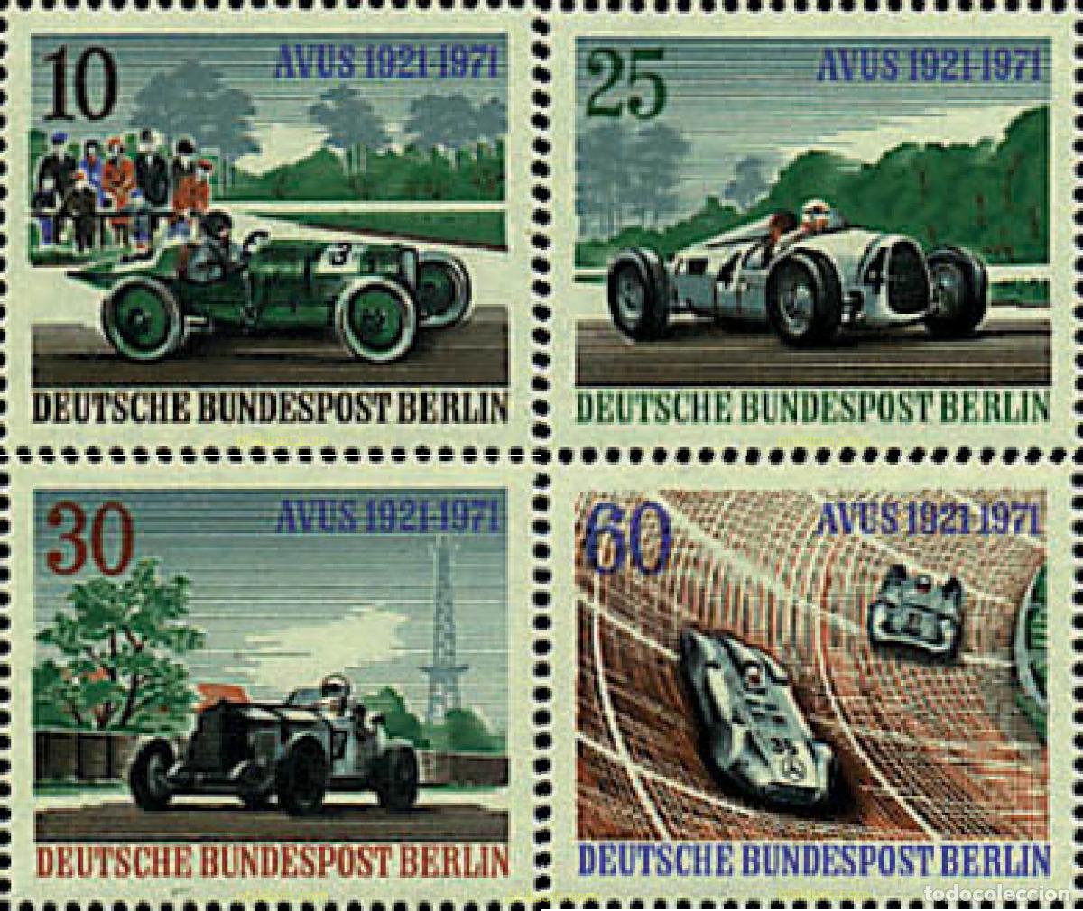 Sellos: 139431 MNH ALEMANIA. Berl&iacute;n 1971 50 ANIVERSARIO DEL CIRCUITO DE CARRERAS DE AVUS