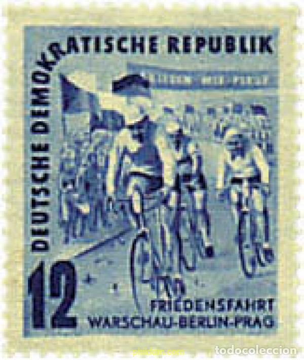 Sellos: 203074 HINGED ALEMANIA DEMOCRATICA 1952 5 CARRERA CICLISTA INTERNACIONAL DE LA PAZ. VARSOVIA-BERLIN
