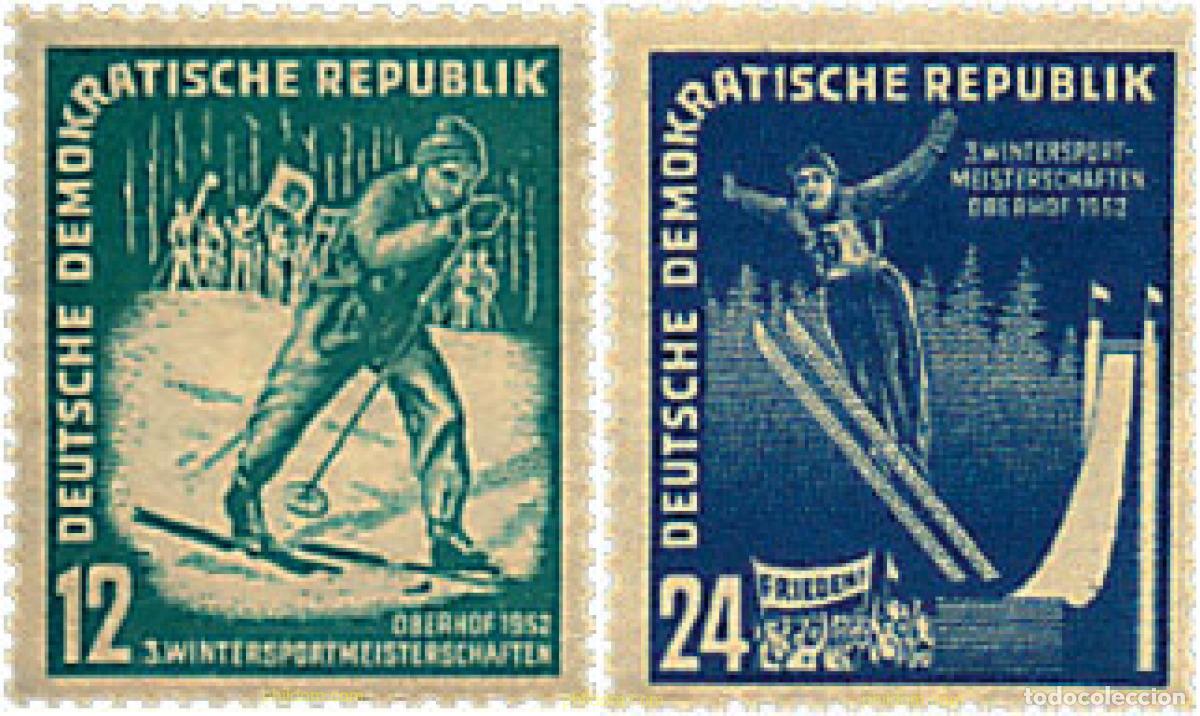 Sellos: 64445 MNH ALEMANIA DEMOCRATICA 1952 3 CAMPEONATO DEPORTIVO DE INVIERNO EN OBERHOF