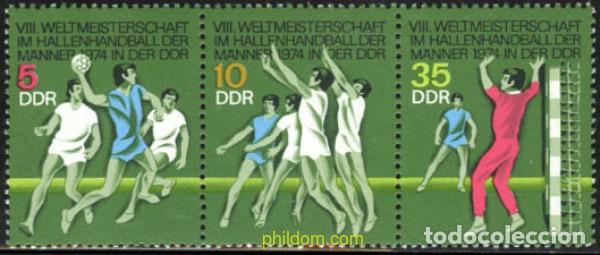Sellos: 109262 MNH ALEMANIA DEMOCRATICA 1974 8 CAMPEONATO MUNDIAL DE BALONMANO
