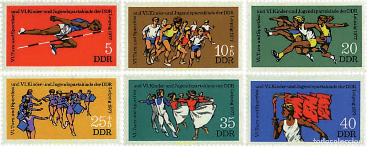 Sellos: 64605 MNH ALEMANIA DEMOCRATICA 1977 6 FESTIVAL DE GIMNASIA JUVENIL.