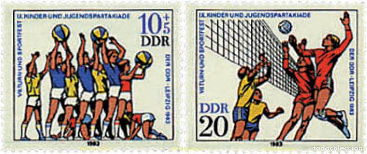 Sellos: 64634 MNH ALEMANIA DEMOCRATICA 1983 7 ENCUENTRO DE GIMNASTAS Y 9 SPARTAKIADAS DE LA JUVENTUD EN LEI