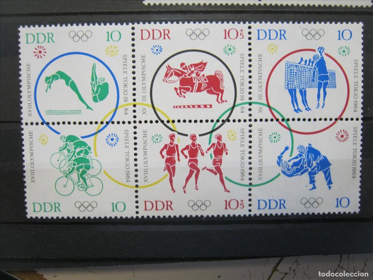 Timbres: DDR ALEMANIA ORIENTAL 1964 SERIE YVERT 742/747 MNH** LUJO LEER.