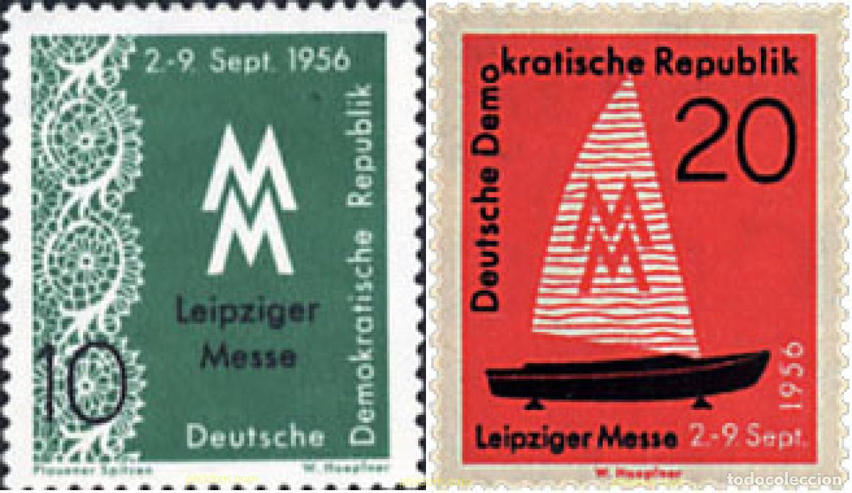 Sellos: 64459 MNH ALEMANIA DEMOCRATICA 1956 FERIA DE OTO&Ntilde;O DE LEIPZIG