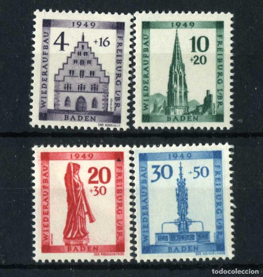 Timbres: XS- ALEMANIA BADEN 1949 Serie Friburgo MH* Michel 42B-45B