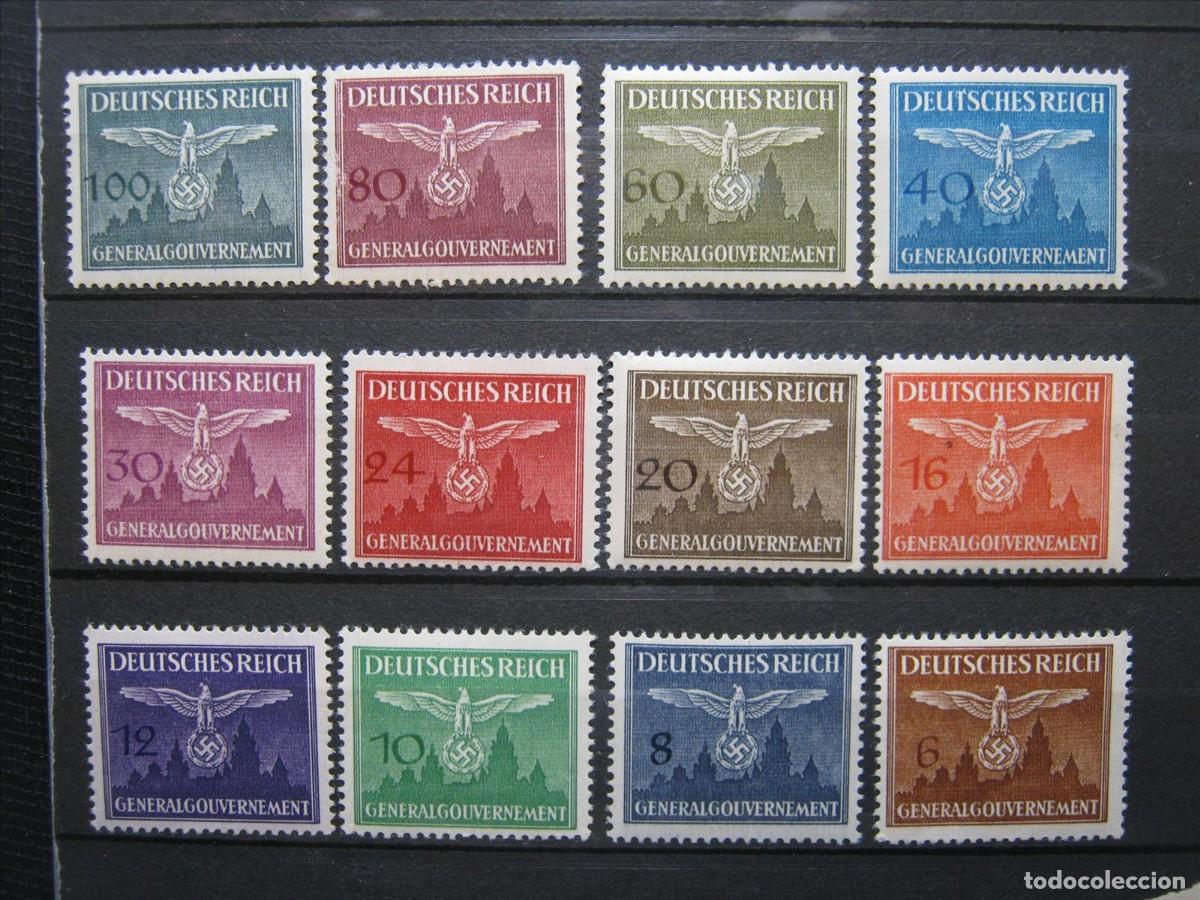 Briefmarken: ALEMANIA OCUPACI&Oacute;N POLONIA SERVICIO 1943 SERIE YVERT 25/36 MNH** SIN CHARNELA LUJO.