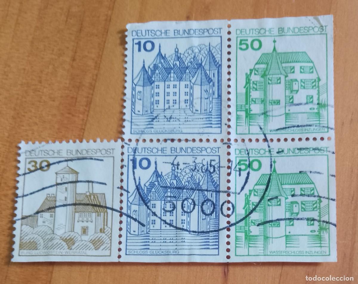 Sellos: ALEMANIA - V/F 30, 10 Y 50 - TIRA 5 SELLOS - MATASELLOS INDICATIVO: 4.3.85