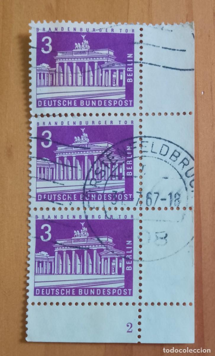 Sellos: ALEMANIA - V/F 3 - TIRA 3 SELLOS IGUALES - MATASELLOS INDICATIVO: 31.7.67 F&Uuml;RSTENFELBRUCK
