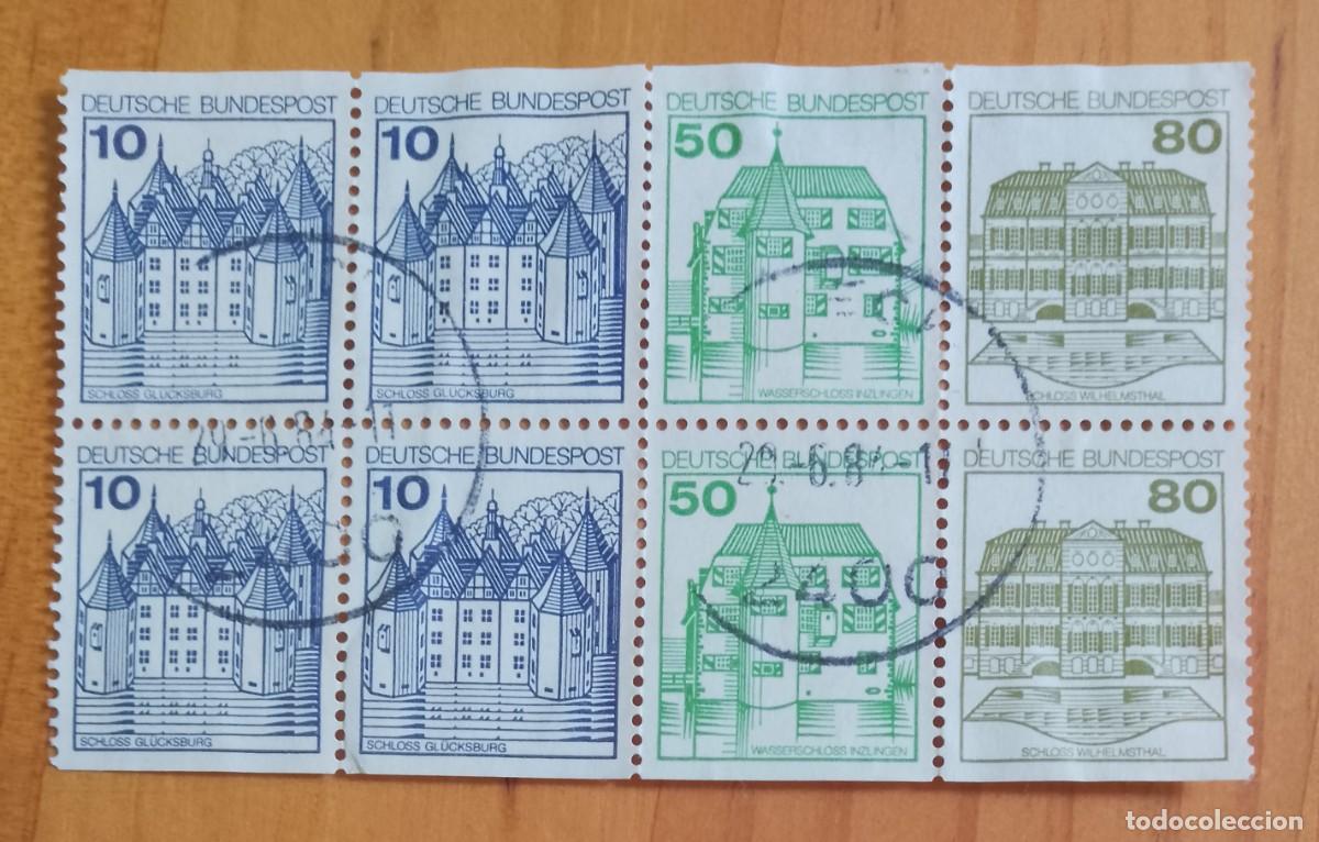 Sellos: ALEMANIA - V/F 10, 50 Y 80 - TIRA 8 SELLOS, 3 DISTINTOS Y 4 DIFERENTES - MAT. IND.: 29.6.84