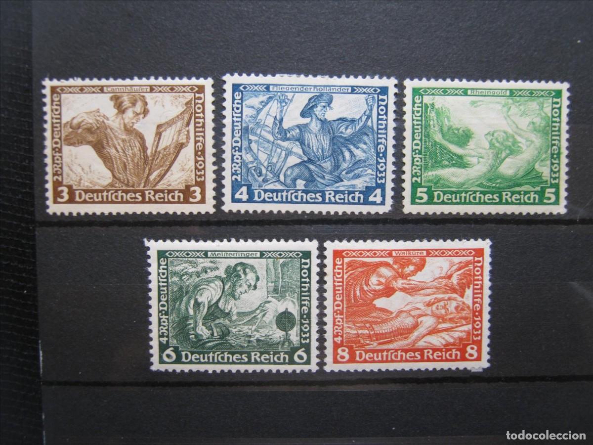 Sellos: ALEMANIA IMPERIO WAGNER 1933 YVERT 470/474 MH* LUJO LEER.