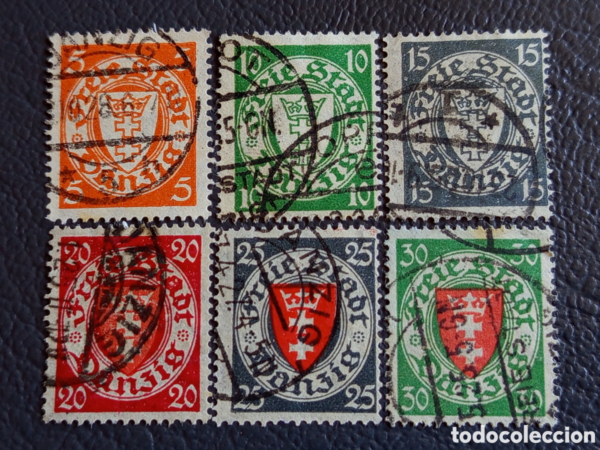 Stamps: FREIE STADT DANZIG 1924-37 - Escudo de Armas - Serie 6 valores - Michel 193/198 - Usados