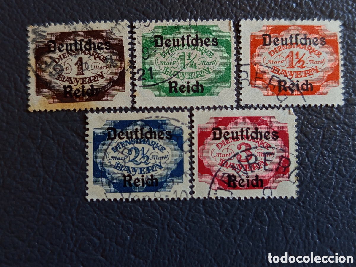 Sellos: Lote 5 Sellos Alemania 1920 Oficiales Baviera Con Sobreimpresi&oacute;n - Michel D44/D48